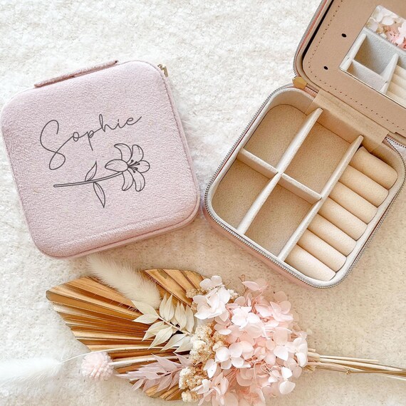 Personalised Travel Jewellery Case, Mini Jewellery Box, Mothers