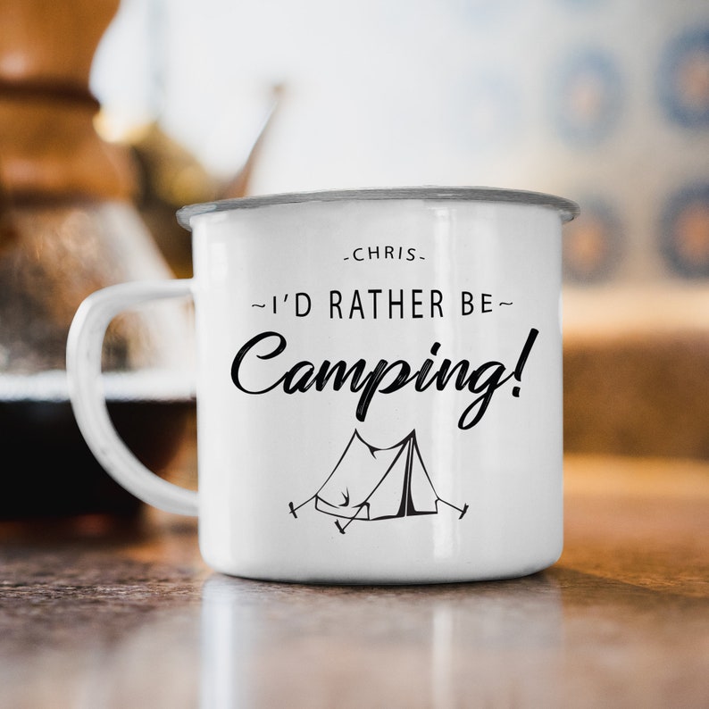 Personalised Camping Enamel Mug Father's Day Camping Etsy