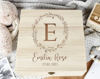 Personalised Engraved Wooden Baby Box, Baby Memory Box, Newborn Keepsake Box, New Baby Gift, Engraved Wood Box, Special Memories Baby Box