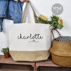 Personalised Large Tote Bag, Large Shopper Bag, Uni Bag, Personalised Jute Shopping Bag, Large Book Bag, Custom Printed Bag, Large Bag image 3