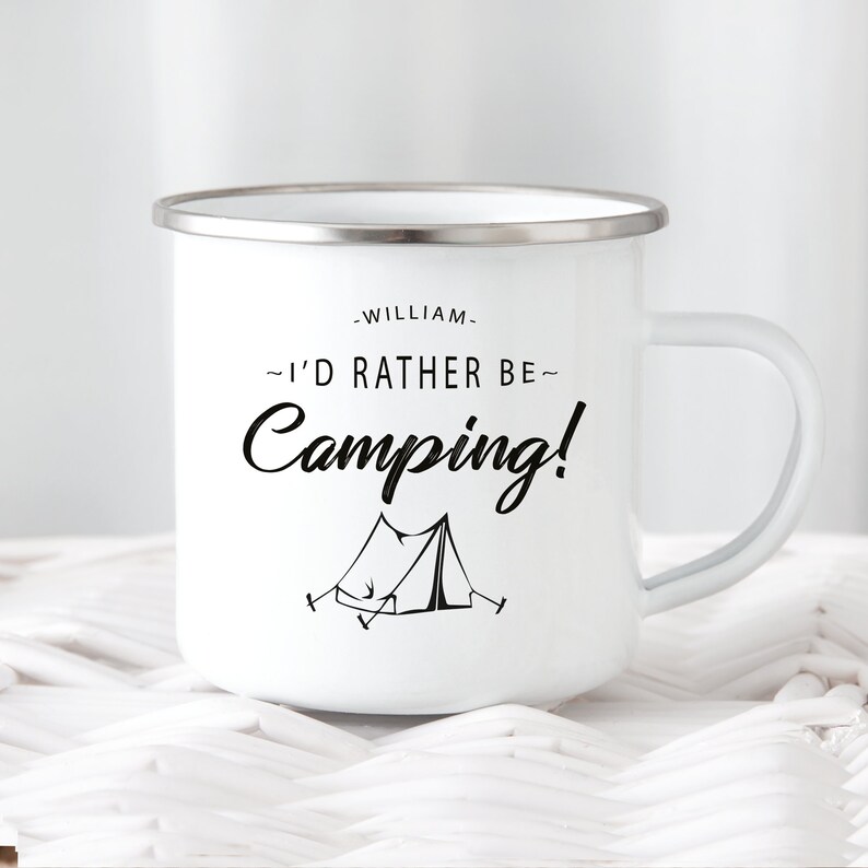 Personalised Camping Enamel Mug Father's Day Camping Etsy UK