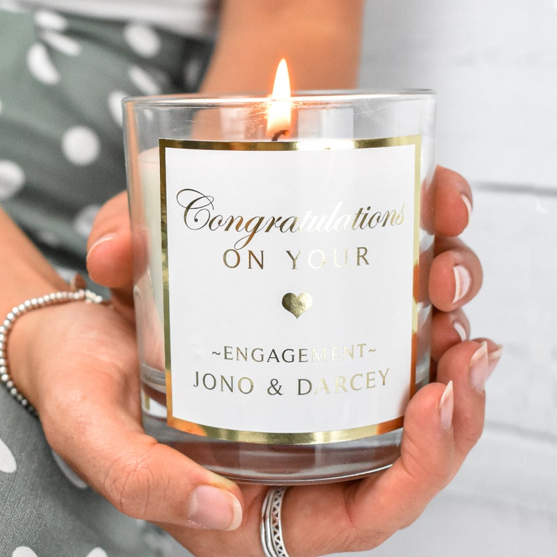 Candle Personalised Candle Congratulations Engagement Gift Etsy