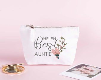 Personalised Best Auntie Makeup Bag, Best Auntie Gift, Bag and Purses, Aunty Thank You Gift, Cosmetic Bag, Auntie Gifts, Toiletry Bags,