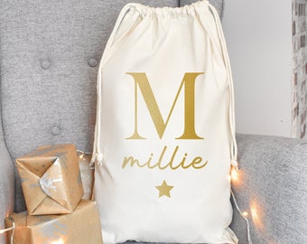 Personalised Santa Sack, Custom Christmas Sack, Name Christmas Gift Bag, Christmas Gift Bag, Child’s Christmas Gift Sack, Santa Toy Bag