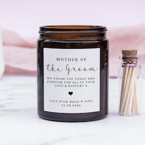 Personalised Mother of Groom Candle, Mother of Groom Gift, Sentimental Mother Groom Gift, Scented Candle, Wedding Gifts, Mother Wedding Gift