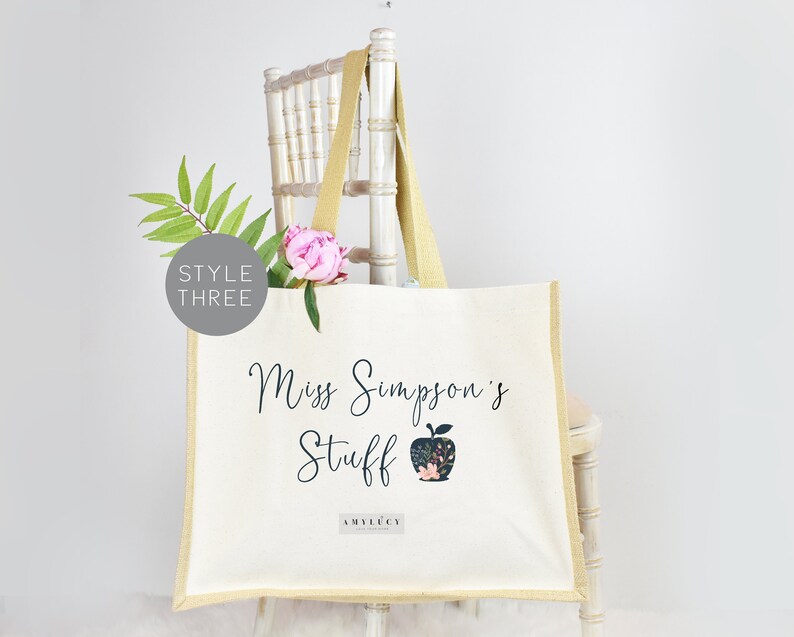 Personalised Teacher Tote Bag Teacher Tote Bag School Etsy