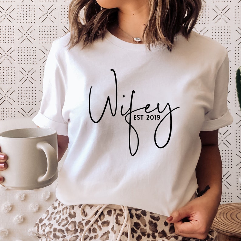 Personalised Wifey T-Shirt, New Wife Shirt, Wife To Be T-Shirt, Personalised Engagement T-Shirts, Personalised Wedding Gifts, Mrs T-Shirts 