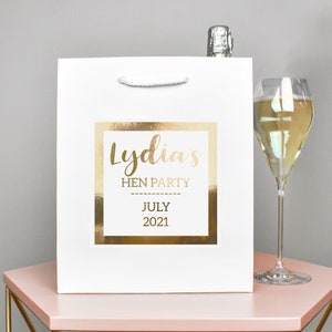 Gold Personalised Gift Bag, DIY Personalised Party Bag, Favour Bag, Gold Party Bags and Gifts, Gift Wrapping, Gift Bags, Hen Party Bag