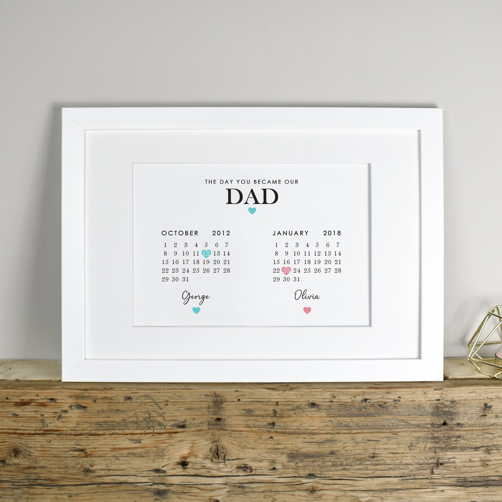 Personalised Dad Calendar Style Print Fathers Day Wall