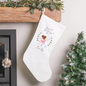 Personalised Ballerina Christmas Stocking, Ballerina Theme, Child Stocking, Girls Stocking, Ballerina Nutcracker Stocking, Christmas Décor