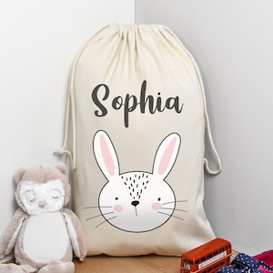 Personalised Bunny Toy Sack, Personalised Easter Bag, Bunny Nursery Decor, Custom Toy Bag, Easter Egg Bag, Child Storage Bag, Large Toy Bag