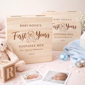 Personalised Wooden Baby Memory Box, Engraved Keepsake Box