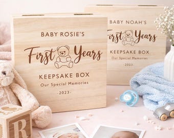 Personalised Wooden Baby Memory Box, Engraved Keepsake Box