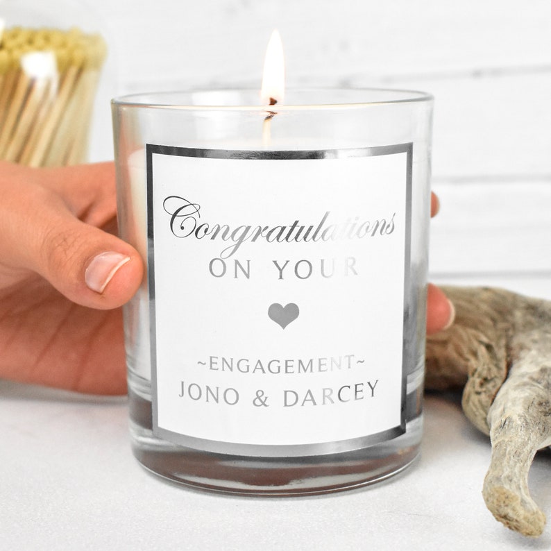 Candle Personalised Candle Congratulations Engagement Gift Etsy UK
