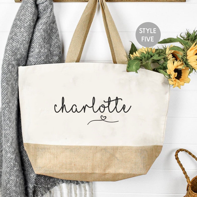 Personalised Large Tote Bag, Large Shopper Bag, Uni Bag, Personalised Jute Shopping Bag, Large Book Bag, Custom Printed Bag, Large Bag image 7