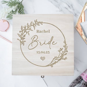 Personalised Wooden Bride Gift Box, Bride Engraved Gift Box, Bride Wooden Box, Luxury Bride Storage Box, Bride Shoe Box, Bride Memory Box