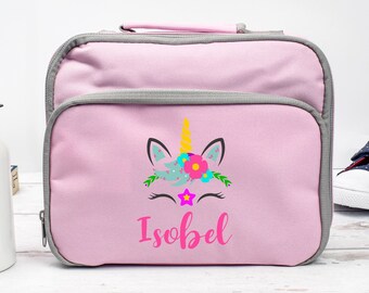 Personalised Unicorn Lunch Bag, Unicorn School Lunch Bag, Kids Unicorn Cooler Bag, Girls School Lunch Box, Kids, Student, Back To School,