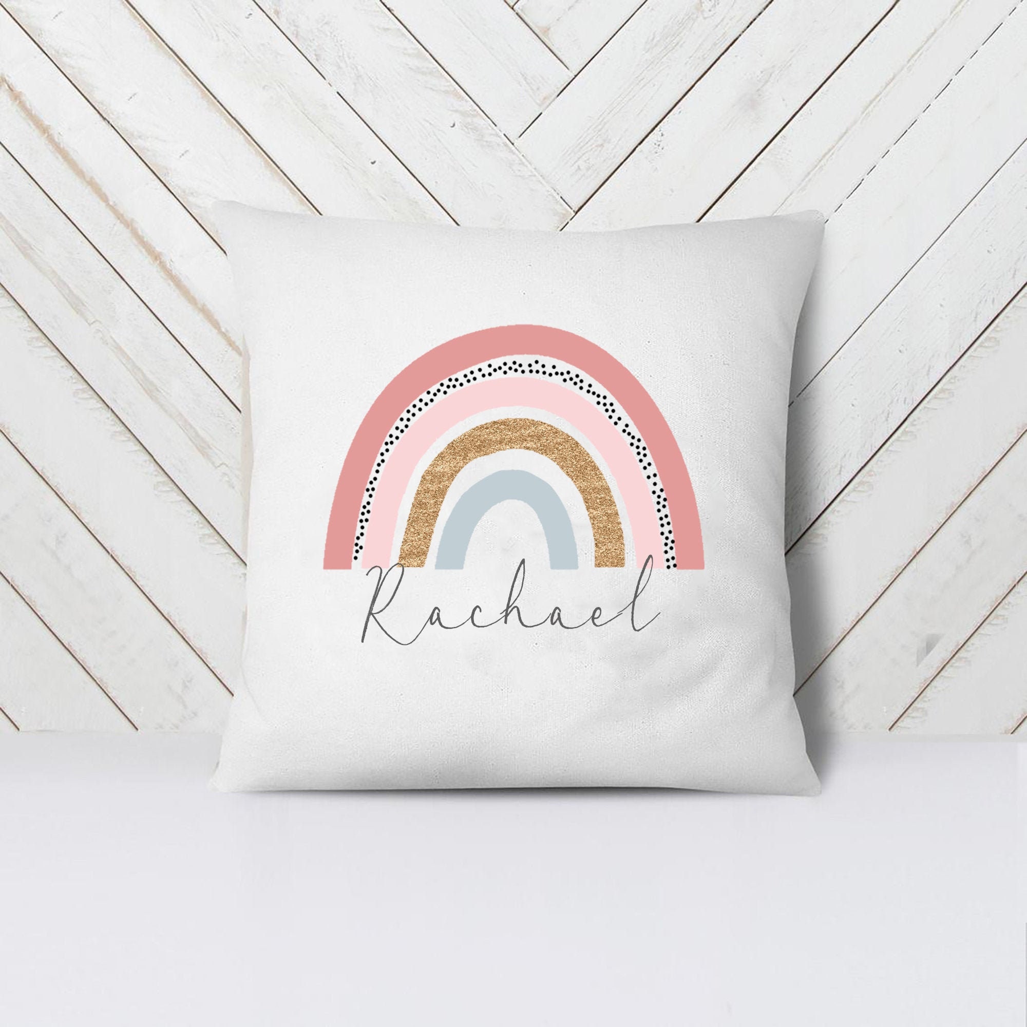 Personalised Rainbow Cushion, Personalised Rainbow Bedroom Decor, Tee…
