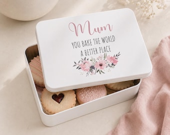 Personalised Baking Tin, Bake The World A Better Place, Mum Baking Gift, Personalised Mother’s Day Gift, Cake Tin, Baking Gift, Mum Nan Gift