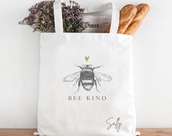 Personalised Bee Kind Tote Bag, Bee Gifts, Personalised Tote Bag, Be Kind Gifts, Bee Tote Bag Gift, Personalised Shopping Bag, Gifts for Her