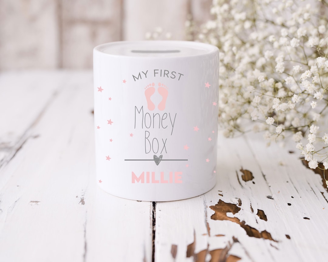 Personalised Baby's First Money Box Custom Baby Piggy Etsy UK