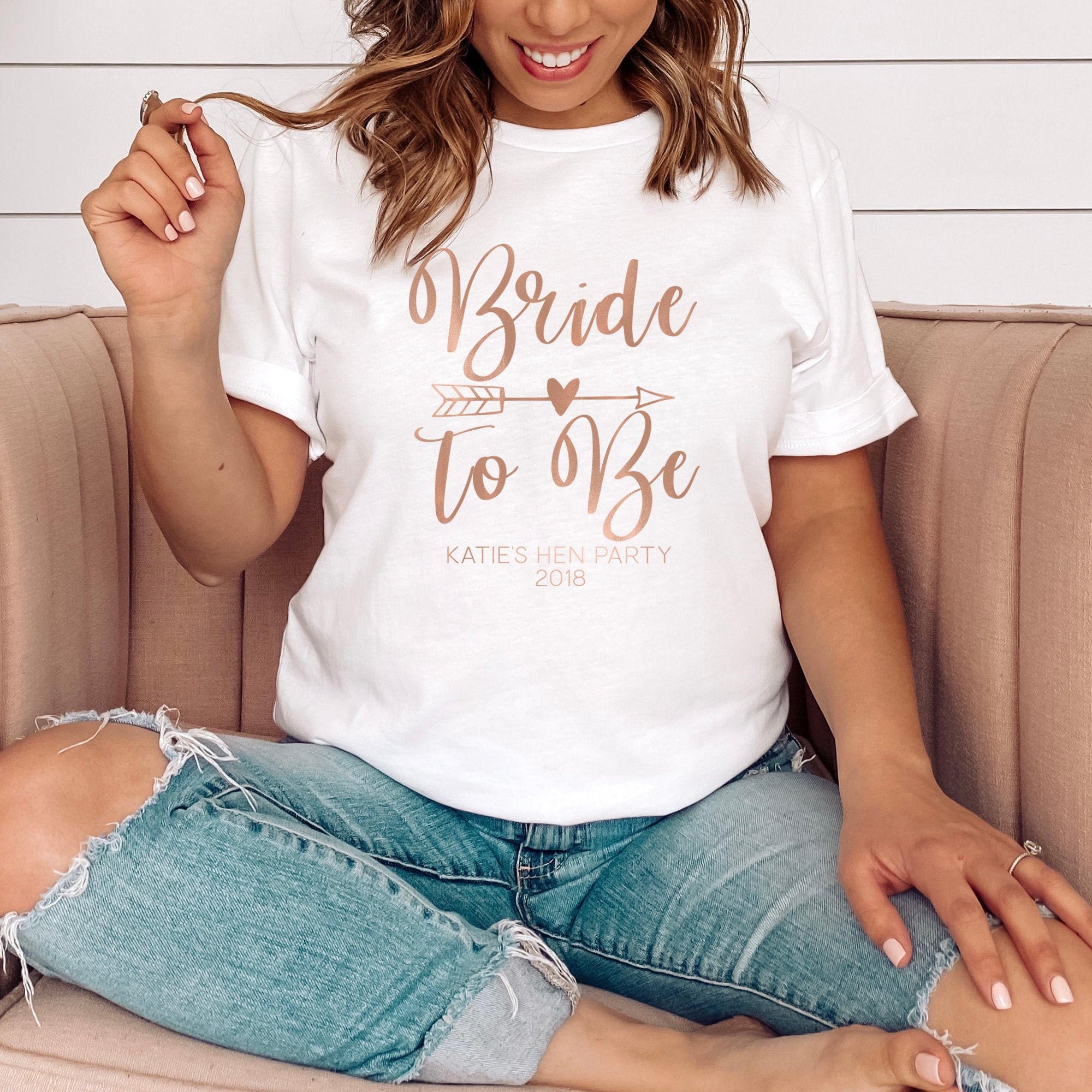 Personalised Bride To Be Hen Party T Shirt Rose Gold Hen Etsy Uk
