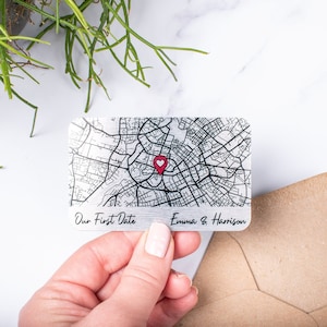 Personalised Map Wallet Card, Where We Met, Couples Valentine's Gift, Custom Anniversary Gift, Keepsake For Him Her, Metal Map Wallet Insert image 3