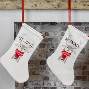 Personalised Christmas Stocking, Reindeer Stocking, Family Stockings, Matching Stockings, Name Christmas Stocking, Holiday Stocking, Linen
