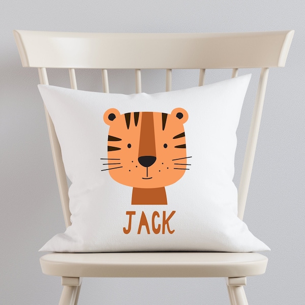 Personalised Tiger Cushion, Safari Cushion Gift, Tiger Nursery Gift, Jungle Lion, Nursery Decor, Personalised Cushion, Tiger Cushion, Decor