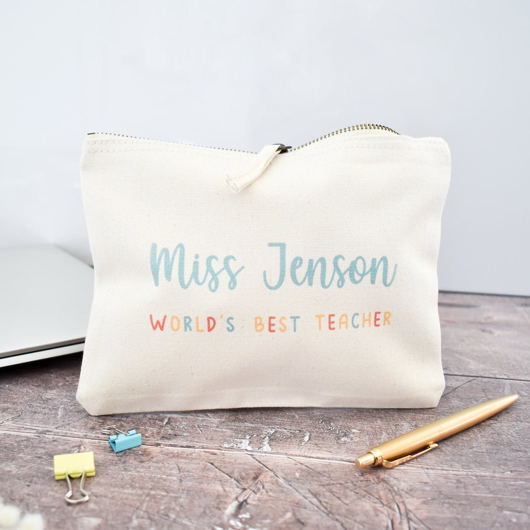 Personalized Teacher Pencil Pouch Funny Apple Wearing Glasses