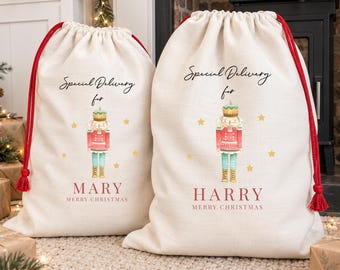 Personalised Nutcracker Christmas Sack, Nutcracker Christmas Gift Sack, Xmas Gift Bag, Custom Christmas Eve Sack, Xmas Gift Sack, Sacks