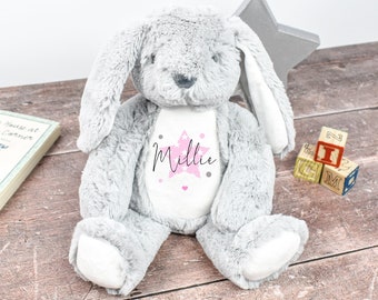 Personalised Teddy Easter Bunny Rabbit, Customised Plush Soft Toy, Your Name Teddy, Cuddly Toy, Girls and Boys Teddy Bear Custom Name