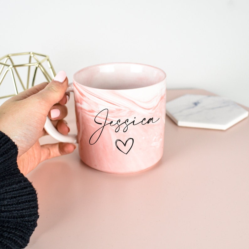 Personalised Marble Mug, Bridesmaid Mug, Custom Name Mug, Personalised Office Mug, Name Mug, Coffee Mug, Gift for Her, Marble Homeware 画像 3