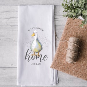 Personalised Duck Tea Towel, Duck Gift, Wedding Gift, Duck Housewarming Gift, Custom Tea Towel, Country Home Tea Towel, Country Kitchen