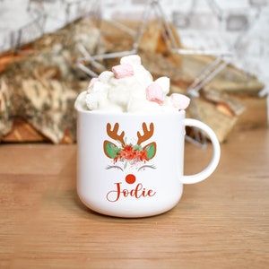 Personalised Christmas Mug, Custom Reindeer Mug, Mug Gift, Child Christmas Mug, Christmas Eve Box Fillers, Stocking Fillers, Secret Santa