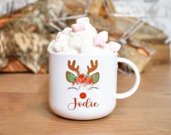 Personalised Christmas Mug, Custom Reindeer Mug, Mug Gift, Child Christmas Mug, Christmas Eve Box Fillers, Stocking Fillers, Secret Santa