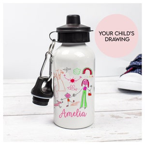 Personalised Kids Water Bottle, Kids Drawing Sports Bottle, Child Own Drawing Drinks Bottle, Nursery Bottle, School Drink Bottle