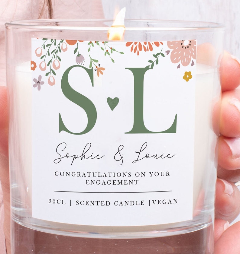 Candle Personalised Candle Congratulations Engagement Gift Candle in Jar Custom Candle Made In UK Personalised & Label White Candle image 2