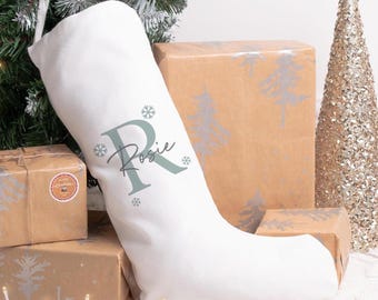 Calcetín navideño personalizado, calcetín navideño, calcetín navideño con nombre, calcetín navideño con inicial, calcetín navideño personalizado para niña, Navidad