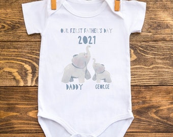Details about / Personalised baby bodysuit vest grow 1st fathers day daddy whale blue boys gift