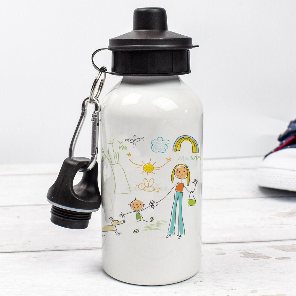 Children's Water Bottle Personalised With Carabiner Clip Metal Drinks Bottle  Christmas Bottle Gifts, Sports Day, PE Bottle, Gift 400ml 