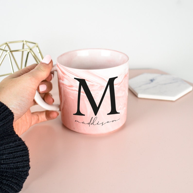 Personalised Marble Mug, Bridesmaid Mug, Custom Initial Mug, Personalised Office Mug, Name Mug, Coffee Mug, Gift for Her, Marble Homeware image 4