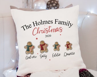 Personalised Christmas Cushion Family Christmas Decoration Christmas Decor Christmas Gingerbread Man Cushion For Home Personalised Christmas