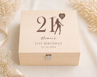 Personalised Engraved Wooden 21st Birthday Box, 21st Gift Box, Engraved Birthday Box, 21st Wooden Memory Box, Engraved Gift  Box, Birthday