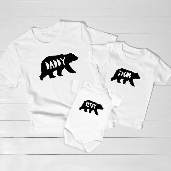 mini mesh highlight Personalised Fathers Day T-shirt Matching Family Bear - Etsy
