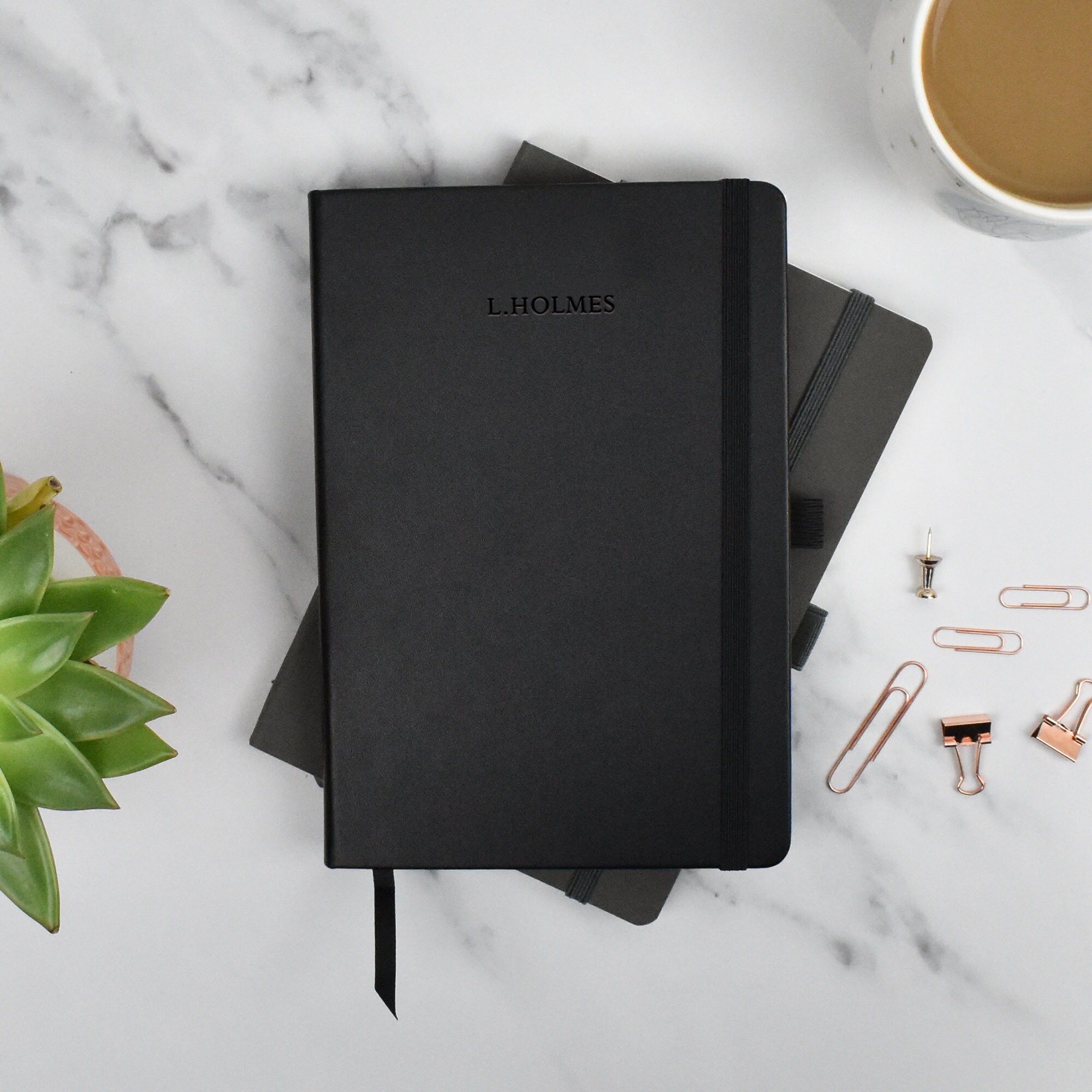 Personalised Black Leather Notebook A5 Luxury Notebook Etsy