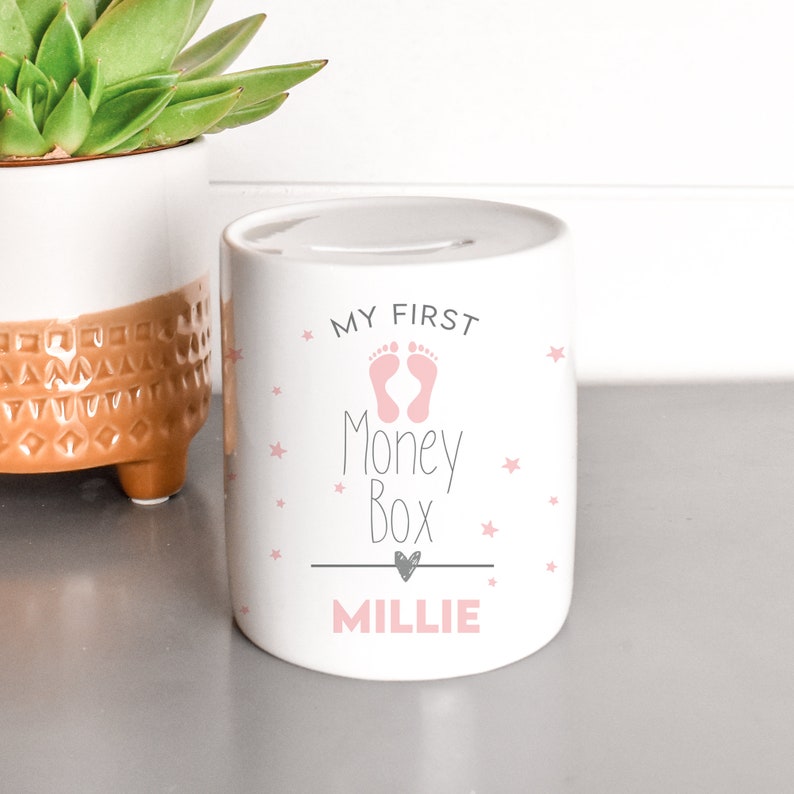 Personalised Baby's First Money Box Custom Baby Piggy Etsy