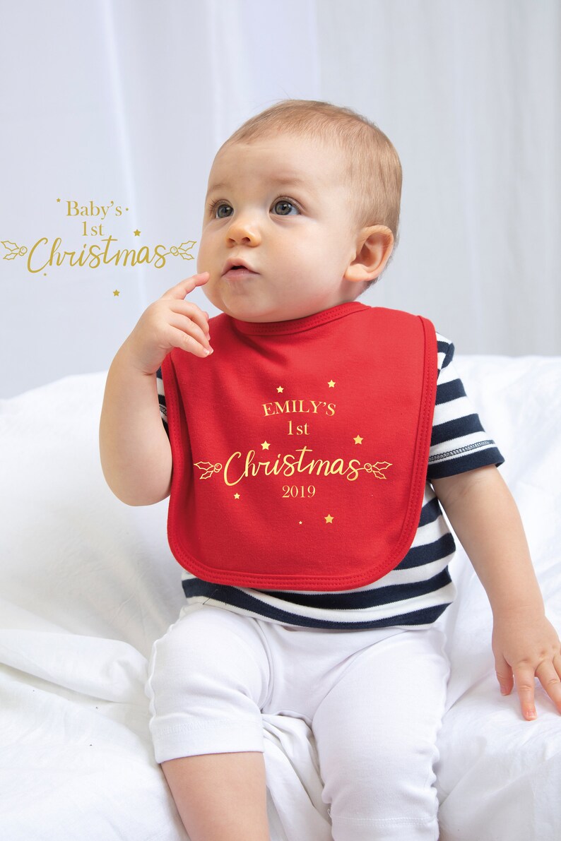 Personalised First Christmas Bib 1st Christmas Baby Bib Baby Etsy
