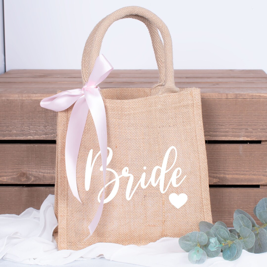 Personalised Bride Bag Bride Jute Bag Bride Gift Bag Bride Etsy UK