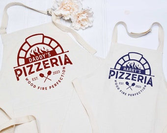 Personalised Pizza Apron, Father Son Pizzeria Apron, Personalized Apron, Dad Cooking Gift, Father's Day Kitchen Apron,